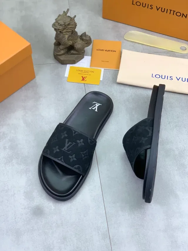 Louis Vuitton Monogram Slide Black Slippers 5