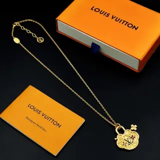 Louis Vuitton Monogram World Tour Gold-Tone Padlock Pendant Necklace
