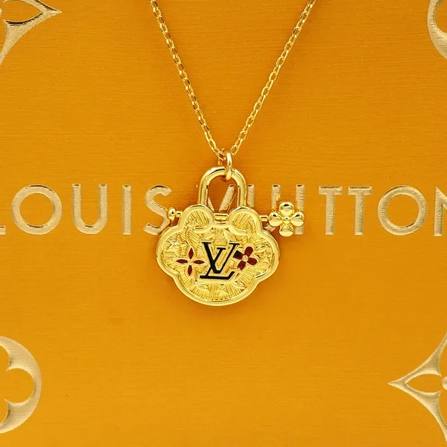 Louis Vuitton Monogram World Tour Gold-Tone Padlock Pendant Necklace 2
