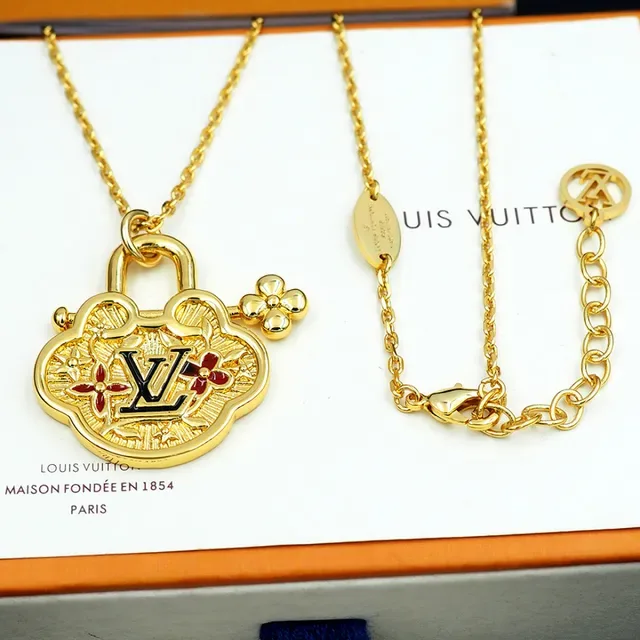 Louis Vuitton Monogram World Tour Gold-Tone Padlock Pendant Necklace 3