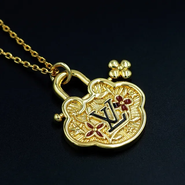 Louis Vuitton Monogram World Tour Gold-Tone Padlock Pendant Necklace 4