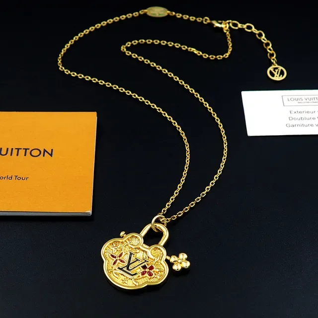 Louis Vuitton Monogram World Tour Gold-Tone Padlock Pendant Necklace 5