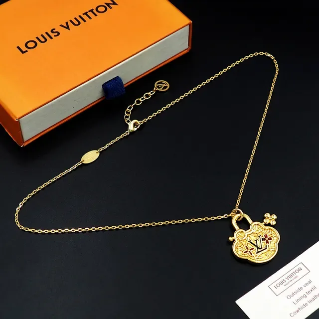 Louis Vuitton Monogram World Tour Gold-Tone Padlock Pendant Necklace 7