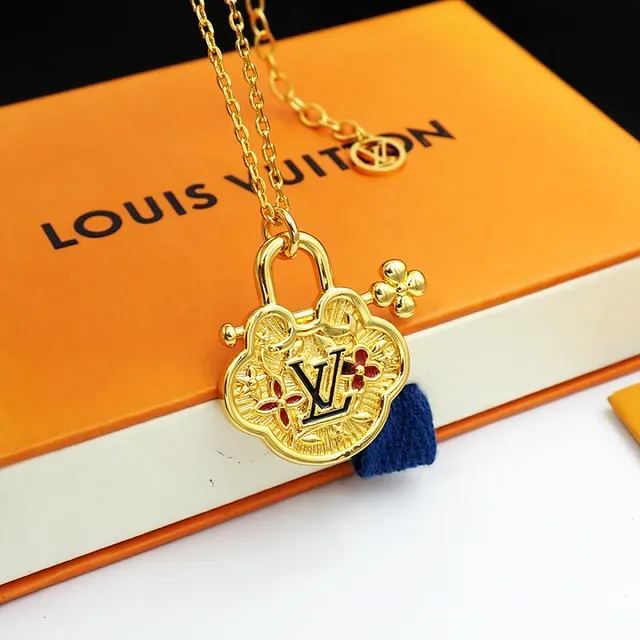 Louis Vuitton Monogram World Tour Gold-Tone Padlock Pendant Necklace 8
