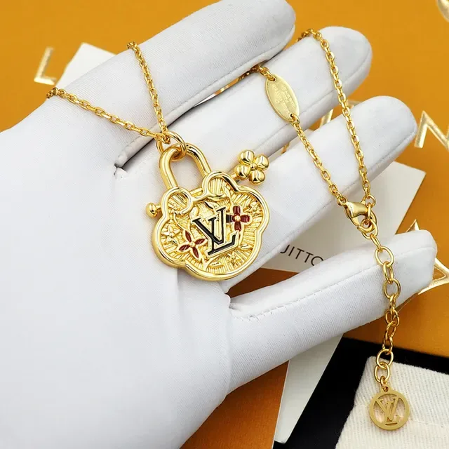 Louis Vuitton Monogram World Tour Gold-Tone Padlock Pendant Necklace 9