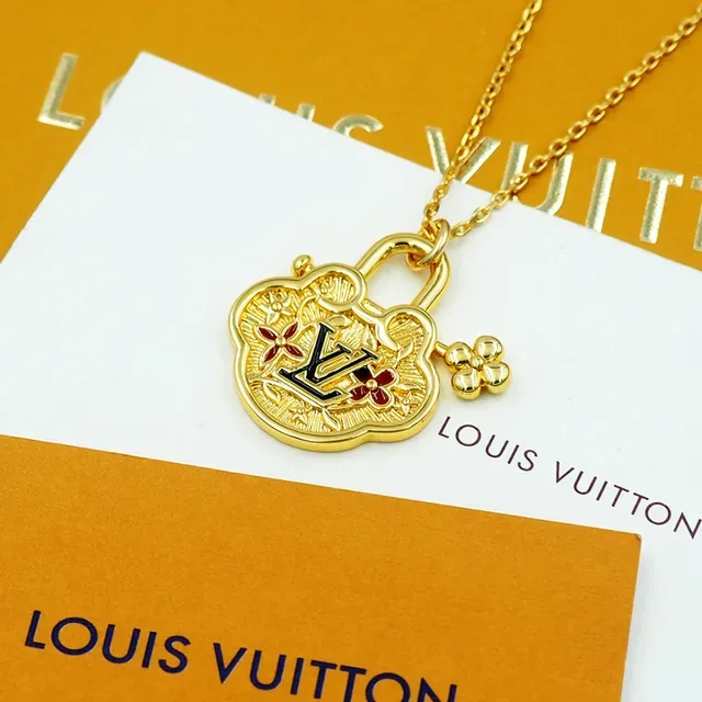 Louis Vuitton Monogram World Tour Gold-Tone Padlock Pendant Necklace 10