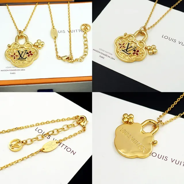 Louis Vuitton Monogram World Tour Gold-Tone Padlock Pendant Necklace 11