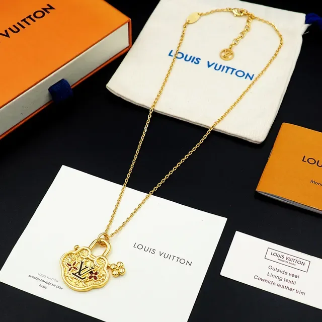 Louis Vuitton Monogram World Tour Gold-Tone Padlock Pendant Necklace 12