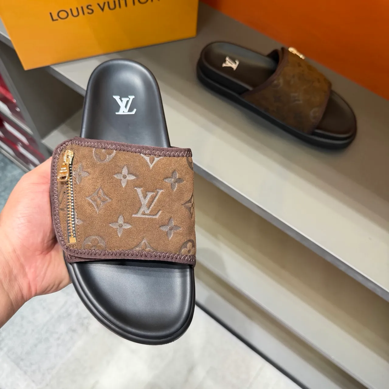 Louis Vuitton Monogram Zipper Slide Slippers 4