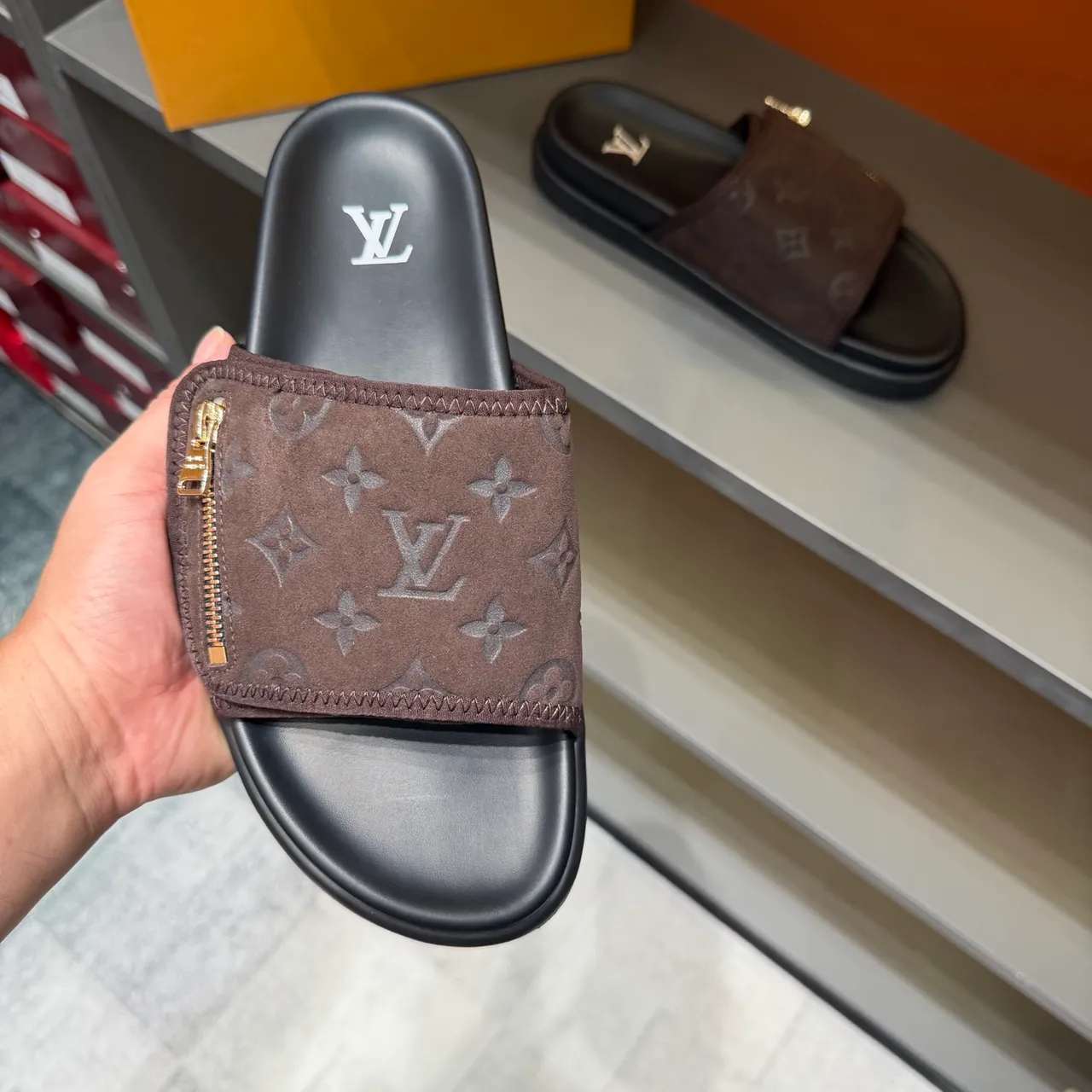 Louis Vuitton Monogram Zipper Slide Slippers 10