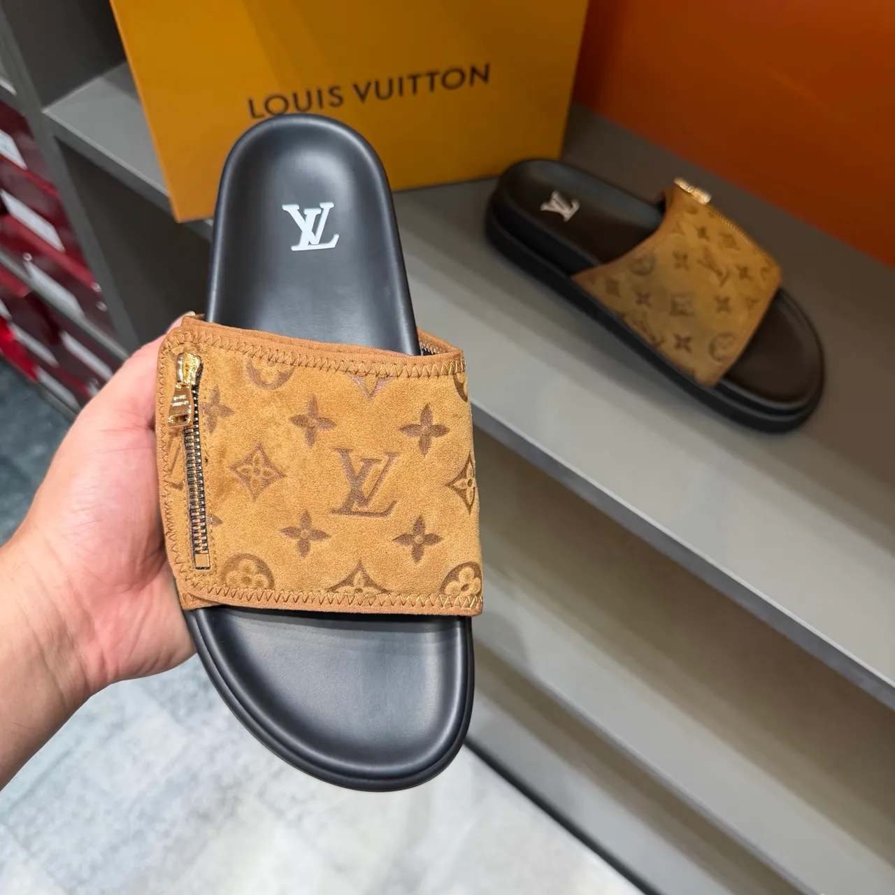 Louis Vuitton Monogram Zipper Slide Slippers 12