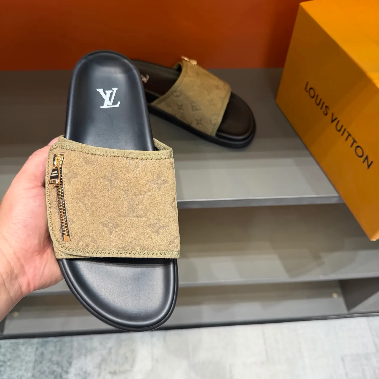 Louis Vuitton Monogram Zipper Slide Slippers 14