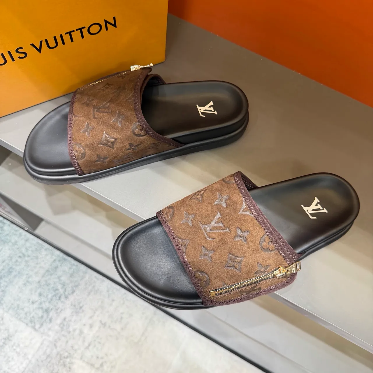 Louis Vuitton Monogram Zipper Slide Slippers 17
