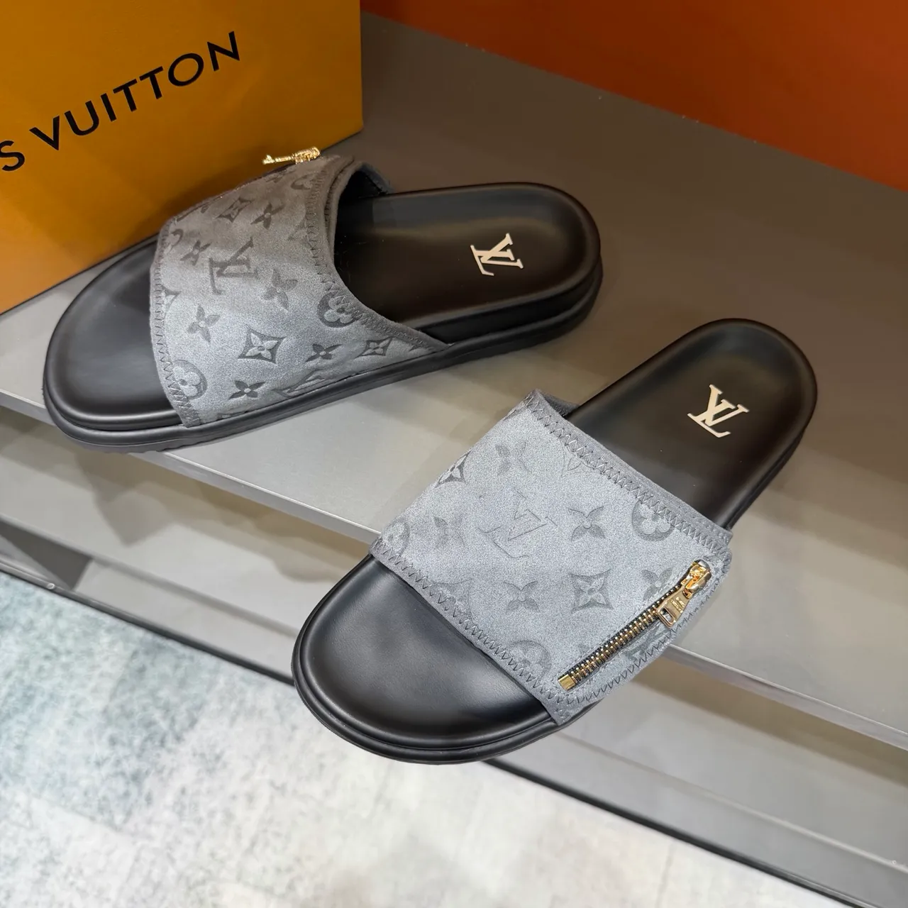 Louis Vuitton Monogram Zipper Slide Slippers 18