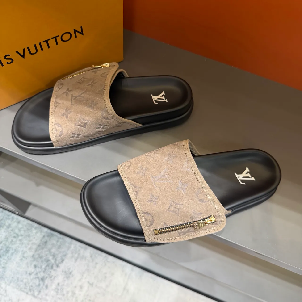 Louis Vuitton Monogram Zipper Slide Slippers 19