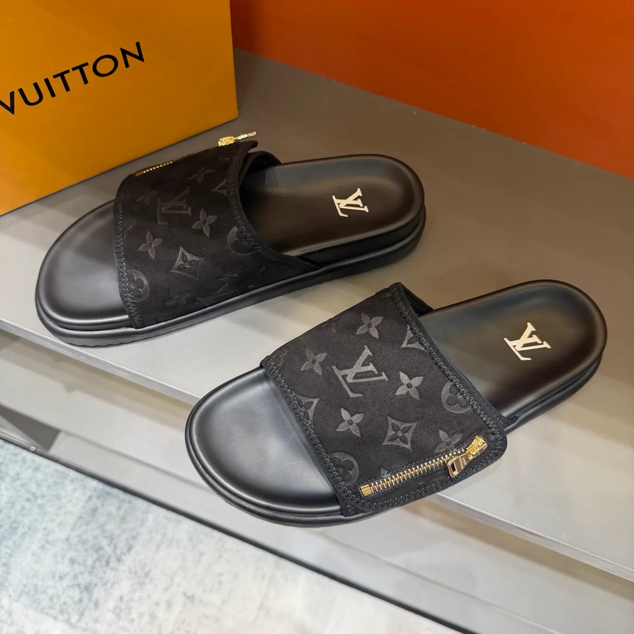 Louis Vuitton Monogram Zipper Slide Slippers 20