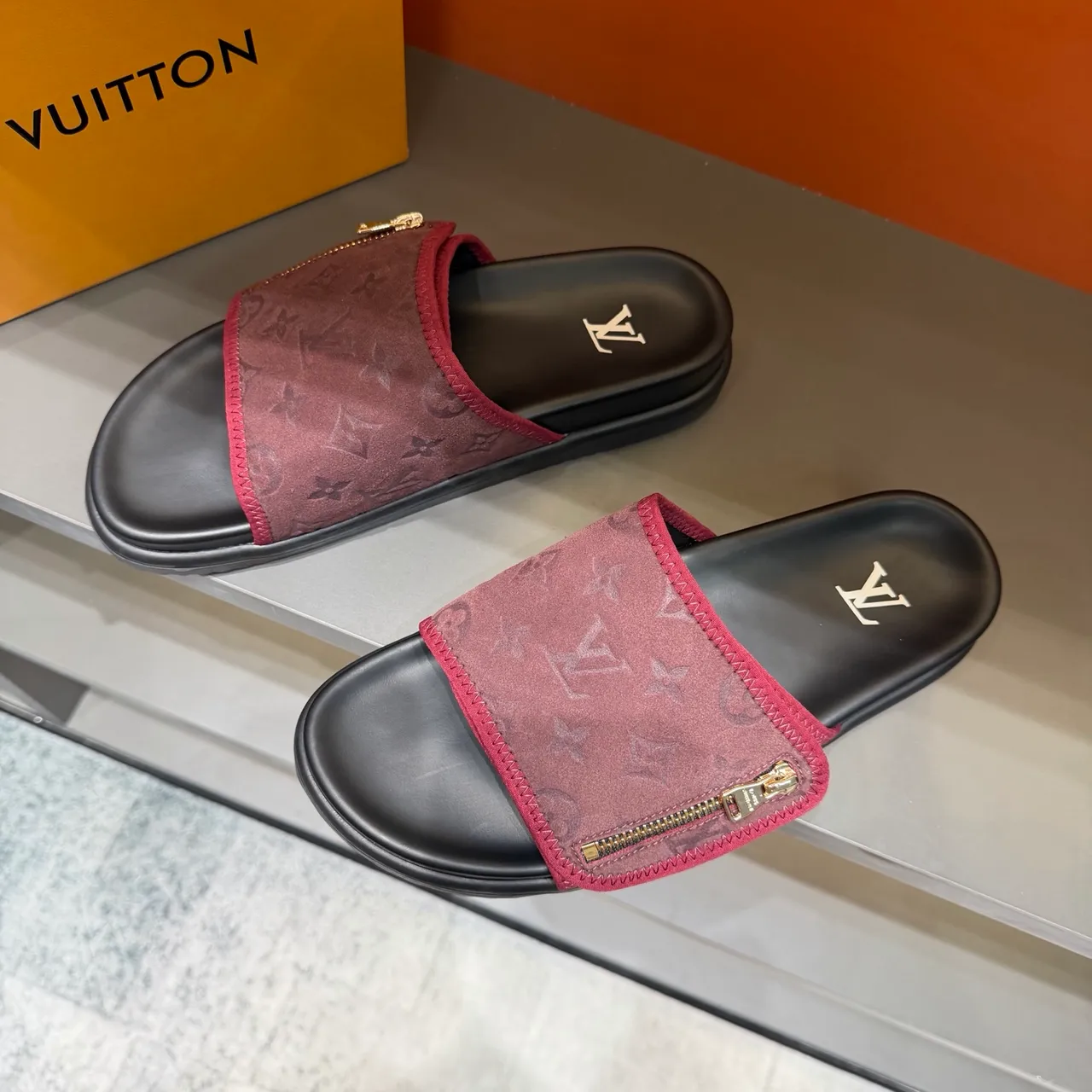 Louis Vuitton Monogram Zipper Slide Slippers 21