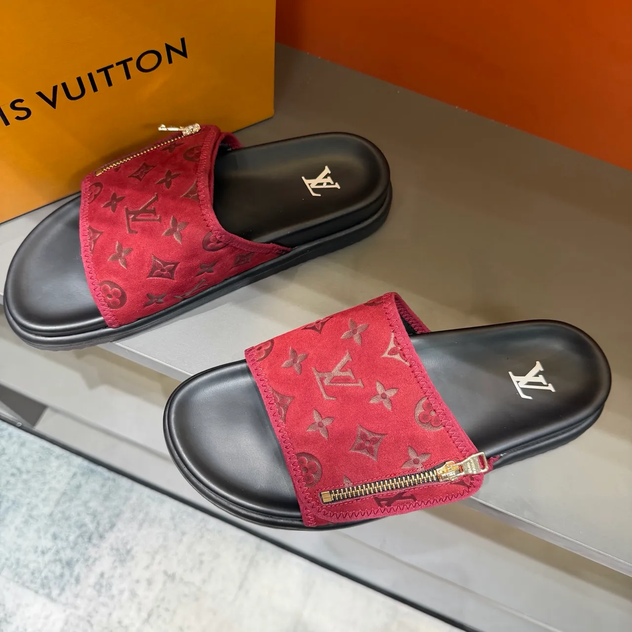 Louis Vuitton Monogram Zipper Slide Slippers 24