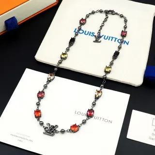 Louis Vuitton Multi-Gemstone Beaded Chain Necklace