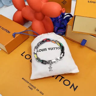 Louis Vuitton Pulsera de eslabones de cadena esmaltada multicolor