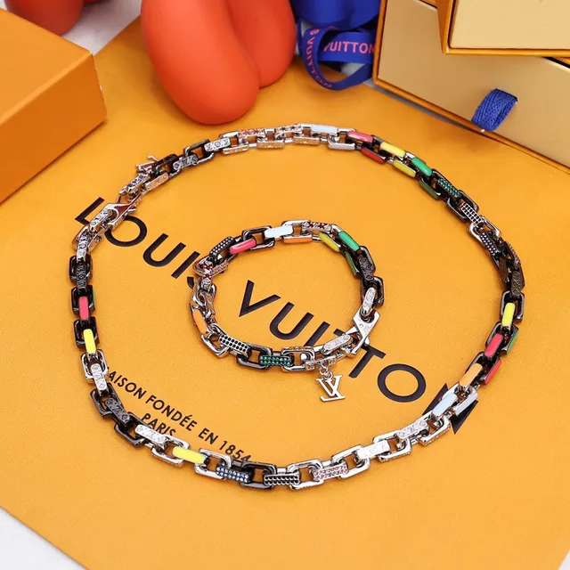 Louis Vuitton Multicolor Enamel Chain Link Bracelet 6