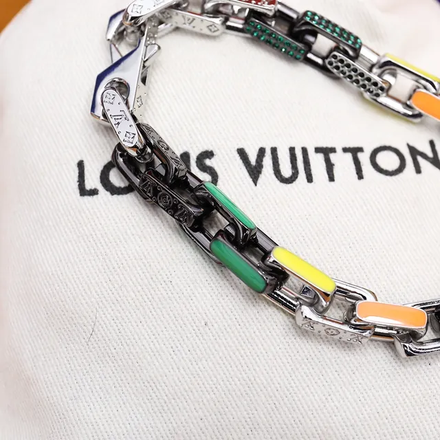Louis Vuitton Multicolor Enamel Chain Link Bracelet 8