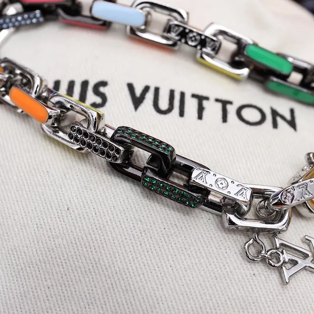 Louis Vuitton Multicolor Enamel Chain Link Bracelet 9
