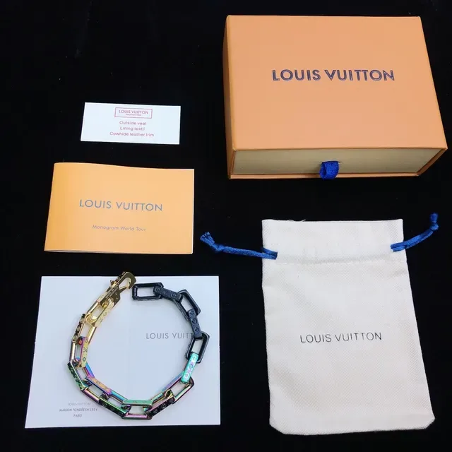 Louis Vuitton Multicolor Iridescent Monogram Chain Bracelet 5