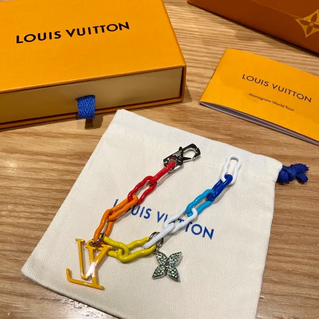 Louis Vuitton Multicolor Resin Chain Enamel LV Monogram Charm Bracelet 5