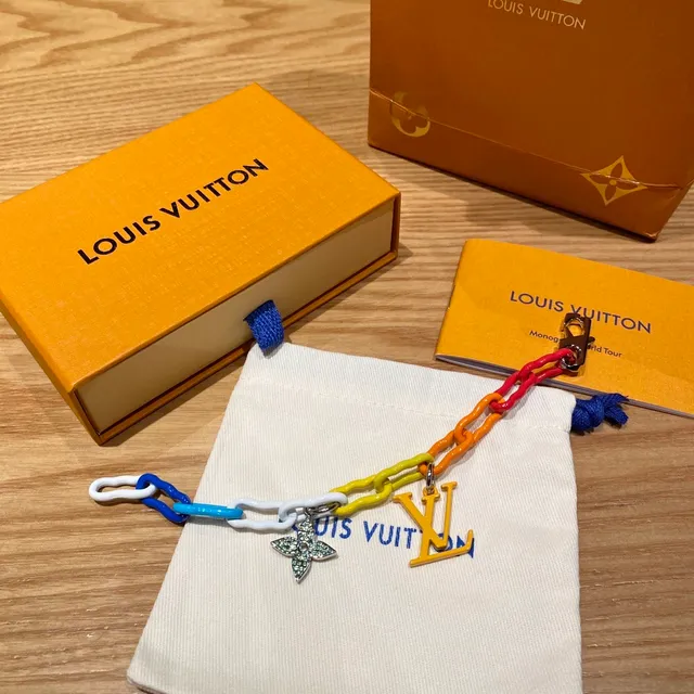 Louis Vuitton Multicolor Resin Chain Enamel LV Monogram Charm Bracelet 6