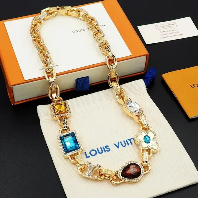 Louis Vuitton Multigem Floral Motif Chunky Chain Necklace 3