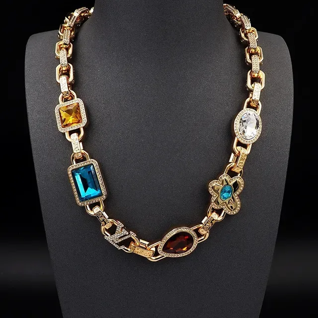 Louis Vuitton Multigem Floral Motif Chunky Chain Necklace 6