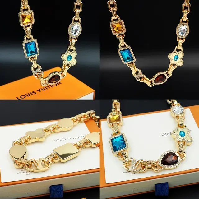 Louis Vuitton Multigem Floral Motif Chunky Chain Necklace 8