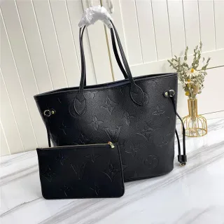 Louis Vuitton Neverfull Embossed Monogram Black Tote Bag