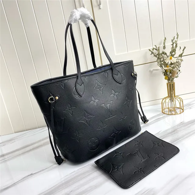 Louis Vuitton Neverfull Monograma embossado Bolso tote negro 7