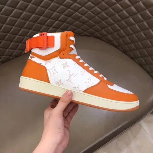 Louis Vuitton Orange White High-Top Monogram-Print Lifestyle Sneakers 2