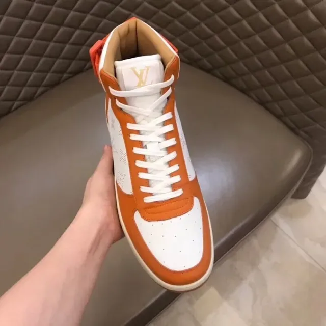 Louis Vuitton Orange White High-Top Monogram-Print Lifestyle Sneakers 3