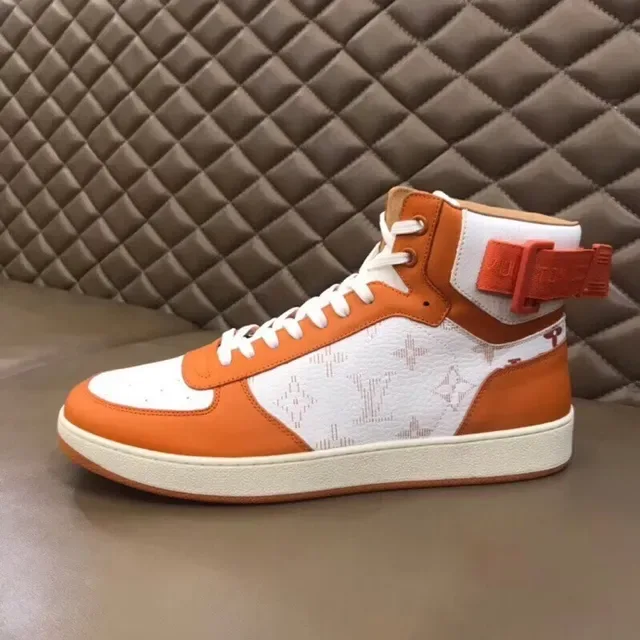 Louis Vuitton Orange White High-Top Monogram-Print Lifestyle Sneakers 4