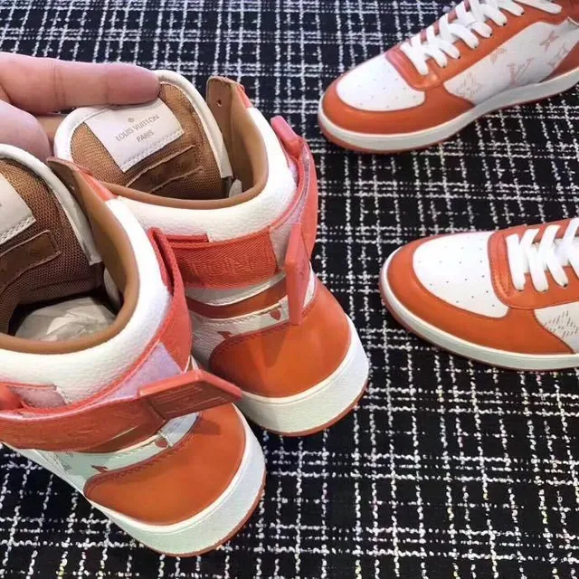 Louis Vuitton Orange White High-Top Monogram-Print Lifestyle Sneakers 6