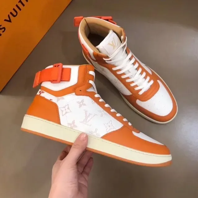Louis Vuitton Orange White High-Top Monogram-Print Lifestyle Sneakers 7