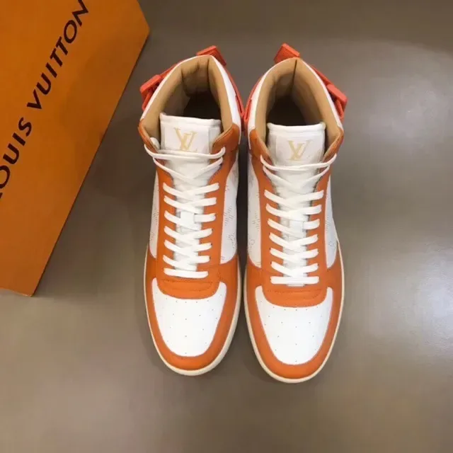 Louis Vuitton Orange White High-Top Monogram-Print Lifestyle Sneakers 8