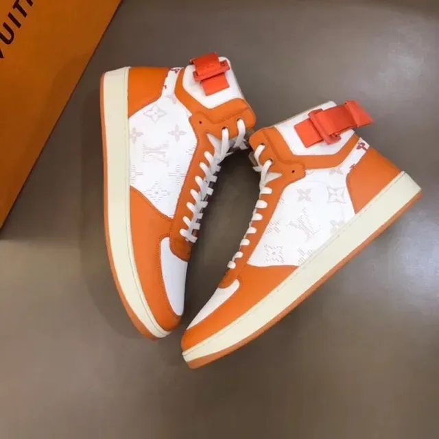 Louis Vuitton Orange White High-Top Monogram-Print Lifestyle Sneakers 9