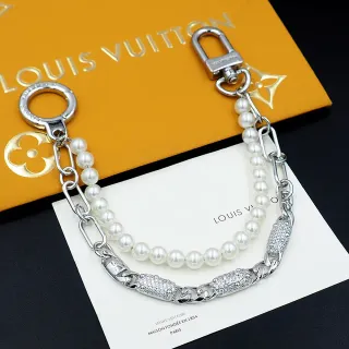 Louis Vuitton pulsera de perlas y cadena de doble hebra
