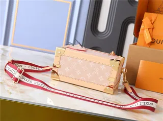 Sac Louis Vuitton Petite Malle Rose Monogramme Style Valise Tote 7