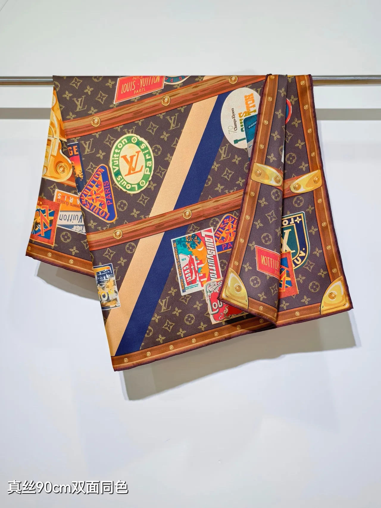 Louis Vuitton Petite Malle Square Sticker-Decorated Brown Suitcase 3