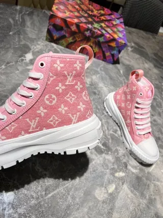 Louis Vuitton Pink White Monogrammed Canvas High-Top Lifestyle Sneakers 7
