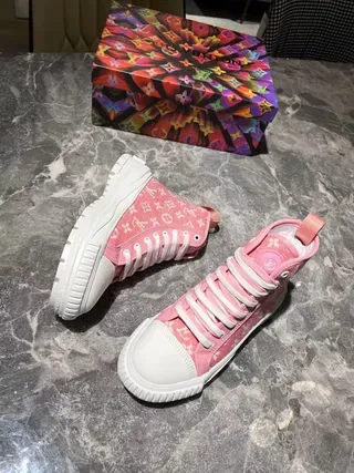 Louis Vuitton Pink White Monogrammed Canvas High-Top Lifestyle Sneakers 8