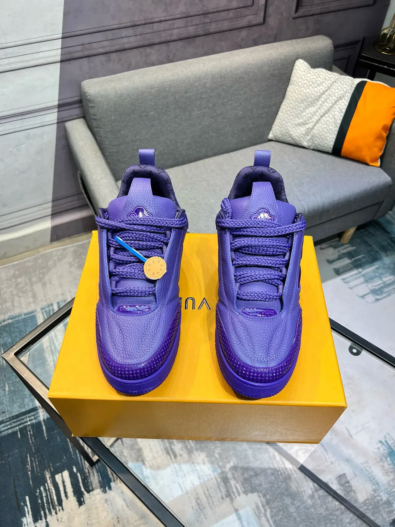 Louis Vuitton Purple Pebbled Leather Upper Monogram Flower Cutout Lifestyle Sneakers 2
