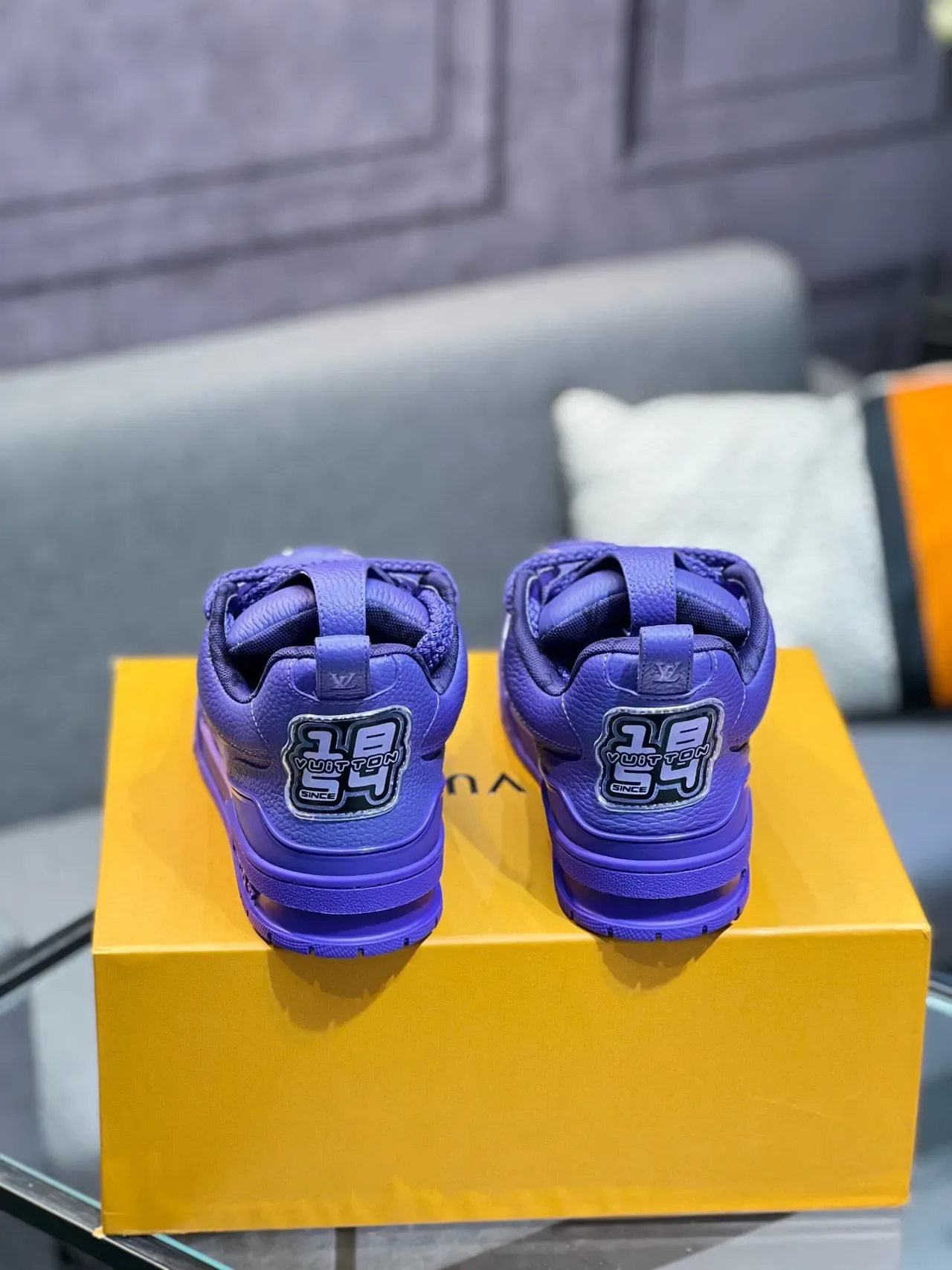 Louis Vuitton Purple Pebbled Leather Upper Monogram Flower Cutout Lifestyle Sneakers 7
