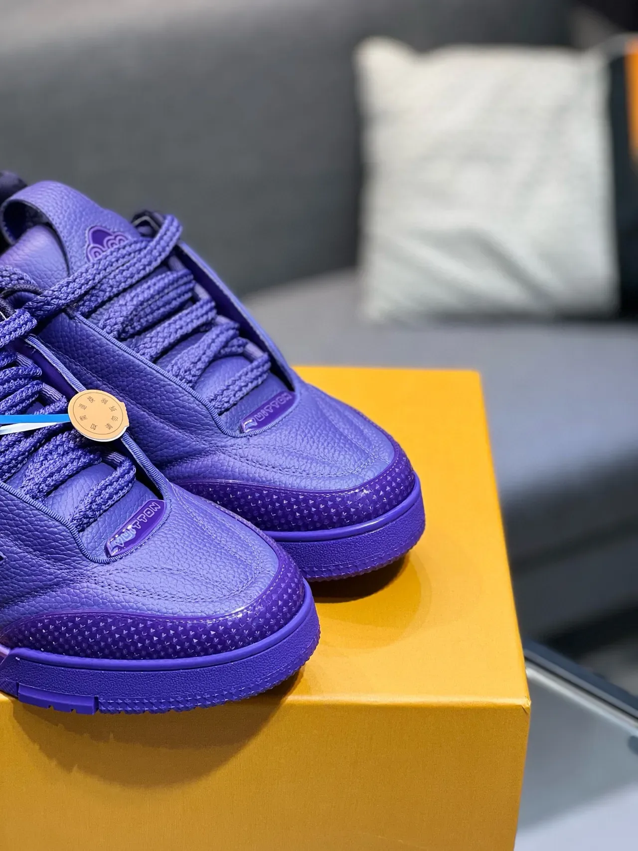 Louis Vuitton Purple Pebbled Leather Upper Monogram Flower Cutout Lifestyle Sneakers 8